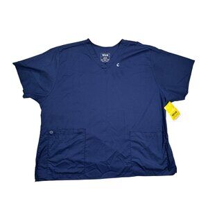 Wink Womens 3XL Navy Blue Scrub Top Classic Fit V-Neck 2 Front Pockets
